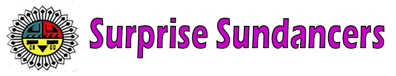 A green banner with purple text that says surprise suprise