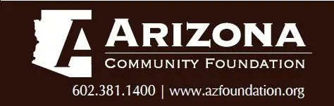 A brown banner with the words arizonian community foundation in white.